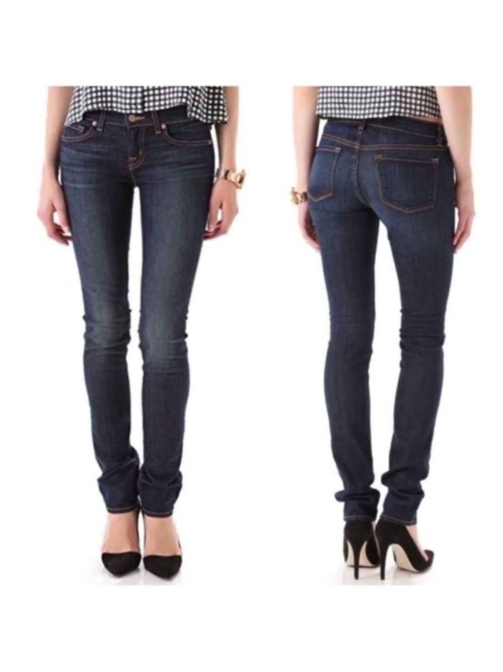 J Brand Dark Vintage Low Rise Blue Skinny Jeans Sleek Fit Size 25